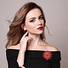 Flower Rhinestone Brooches JEWB-WH0022-91-4