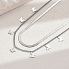 201 Stainless Steel Double Layer Butterfly Tassel Necklaces for Women MM9715-2