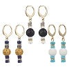 3 Pairs Natural Lava Rock & Natural Howlite & Natural Lapis Lazuli Beaded Hoop Earrings EJEW-JE06177-1