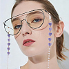 3Pcs 3 Colors Iron & Resin Heart Eyeglasses Chains AJEW-CN0007-85-6