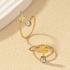 2Pcs 2 Styles Brass Crystal Rhinestone Butterfly Clover Cuff Toe Ring Sets FS-WG20A77-03-4