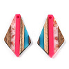Transparent Resin & Walnut Wood Pendants X-RESI-TAC0017-49-A02-2