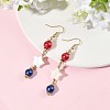 Star Natural Shell & Glass Dangle Earrings EJEW-TA00815-1