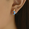 Fashionable Moon with Evil Eye Stainless Steel Hoop Earrings YU6083-1