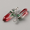 Glass Double Terminal Pointed Pendants G-WH0016-41F-2