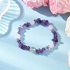 Natural Amethyst & Quartz Crystal & Malaysia Jade Beaded Stretch Bracelets for Women BJEW-JB12305-03-1