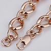 Real Rose Gold Plated Tin Alloy Czech Rhinestone Curb Chain Link Bracelets BJEW-BB10046-RG-2