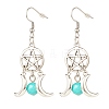 Woven Net with Natural Mashan Jade Dangle Earrings EJEW-JE04945-02-1