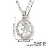 Elegant Brass Clear Cubic Zirconia Rose Oval Pendant Necklaces XA5195-1