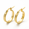 201 Stainless Steel Leaf Pattern Hoop Earrings with 304 Stainless Steel Pins for Women EJEW-M214-04B-G-2