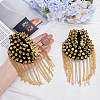 2Pcs Felt & CCB Plastic & Alloy & Iron Curb Chain Tassel Rivet Epaulettes AJEW-GA0010-65G-3