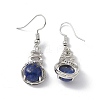 Natural Lapis Lazuli Gourd Dangle Earrings with Crystal Rhinestone EJEW-A092-04P-10-2