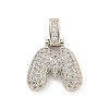 Brass Micro Pave Clear Cubic Zirconia Pendants KK-B099-01P-M-1