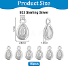 10Pcs 925 Sterling Silver Pave Clear Cubic Zirconia Teardrop Charms STER-PH0004-39-2