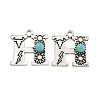 Synthetic Turquoise & Alloy Pendants PALLOY-H146-01AS-H-1