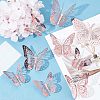 SUPERFINDINGS 4 Set 3D Butterfly Paper Mirror Wall Stickers DIY-FH0002-96-4