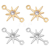 20Pcs 2 Colors Brass Clesr Cubic Zirconia Connector Charms FIND-HY0001-20-1