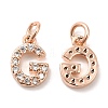 Brass Micro Pave Grade AAA Cubic Zirconia Charms ZIRC-P067-11RG-G-NR-2