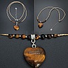 Natural Gemstone Heart Pendant Colorful Glass Seed Beads Beaded Necklaces for Women VA8487-4-2