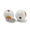 Printed Wood European Beads WOOD-L020-D06-2