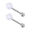 Dice 304 Stainless Steel & Acrylic Straight Barbell 15 Gauge Piercing Tongue Rings for Women Men WG4A39A-03-1