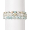 Natural Amazonite & White Moonstone Beaded Bracelets BJEW-JB09042-1