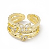 Rack Plating Eco-Friendly Brass Micro Pave Clear Cubic Zirconia Rings RJEW-B025-05G-2