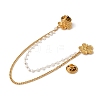 304 Stainless Steel Pave Clear Cubic Zirconia & ABS Pearl Flower Hanging Chain Brooch JEWB-S021-05G-3