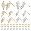 CREATCABIN 6 Pairs 2 Colors Brass Grass Shape Stud Earring Findings KK-CN0001-91-1