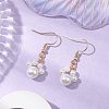 Round Shell Pearl Beads Dangle Earrings EJEW-JE06318-4