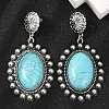 Alloy Synthetic Turquoise Dangle Stud Earrings EJEW-U053-01AS-2