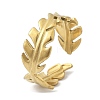 Leaf 304 Stainless Steel Open Cuff Rings for Women RJEW-M019-36G-4