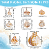 120Pcs 8 Styles Acrylic Pendants OACR-PH0004-40-4