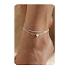 201 Stainless Steel Heart with Initial Charm Double Layer Anklets for Women FS-WG0EC0A-08-1