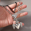 Duo Tone Alloy Heart with Angel Wings Pendant Double Layer Necklaces for Women WGB1CA0-01-4
