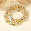 Brass Round Beaded Stretch Bracelet Sets ZD8778-2