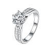 Rhodium Plated 925 Sterling Silver Pave 6.5x3.9mm Moissanite Finger Rings for Women WGFFDD0-73-5