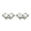 Brass Clear Cubic Zirconia Pave Natural Shell Bowknot Connector Charms KK-P283-06P-1