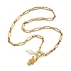 Ocean 304 Stainless Steel Lobster and Natural Pearl Bead Pendant Figaro Chain Necklaces for Women NJEW-JN06326-2