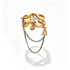 304 Stainless Steel Pave Cubic Zirconia Cuff Open Rings WGBEAFD-02-1