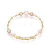 Brass Natural Fresh Water Pearl Beaded Bracelets for Women BJEW-T022-10G-3