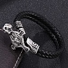 Genuine Leather Wrap Wide Cord Bracelet with Stainless Steel Toggle Clasps PW-WGB7026-01-1