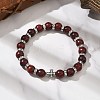 Dyed Imitation Burmese Wood Round Beadeed Stretch Bracelets Sets for Men Women BJEW-JB12355-03-1