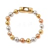 304 Stainless Steel Round Beaded Bracelets for Women Men BJEW-K240-10B-4