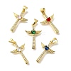 Brass Micro Pave Cubic Zirconia Pendants KK-Q066-40G-1