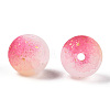 Frosted Baking Paint Crackle Glass Beads with Glitter Powder X1-DGLA-T004-6mm-01H-2