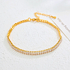 Eternal Brass Pave Cubic Zirconia Rectangle Tennis Anklets for Women Elegant Daily Wear CC7151-1-1