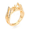 Cat Head Shape Brass Micro Pave Clear Cubic Zirconia Cup Peg Ring Settings KK-T076-13G-1