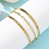 304 Stainless Steel Herringbone & Cable & Half Round Link Chain Bracelets BJEW-U019-04G-03-3