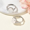 Brass Micro Pave Cubic Zirconia with Natural Quartz Crystal Cuff Open Rings RJEW-T035-01P-G-1